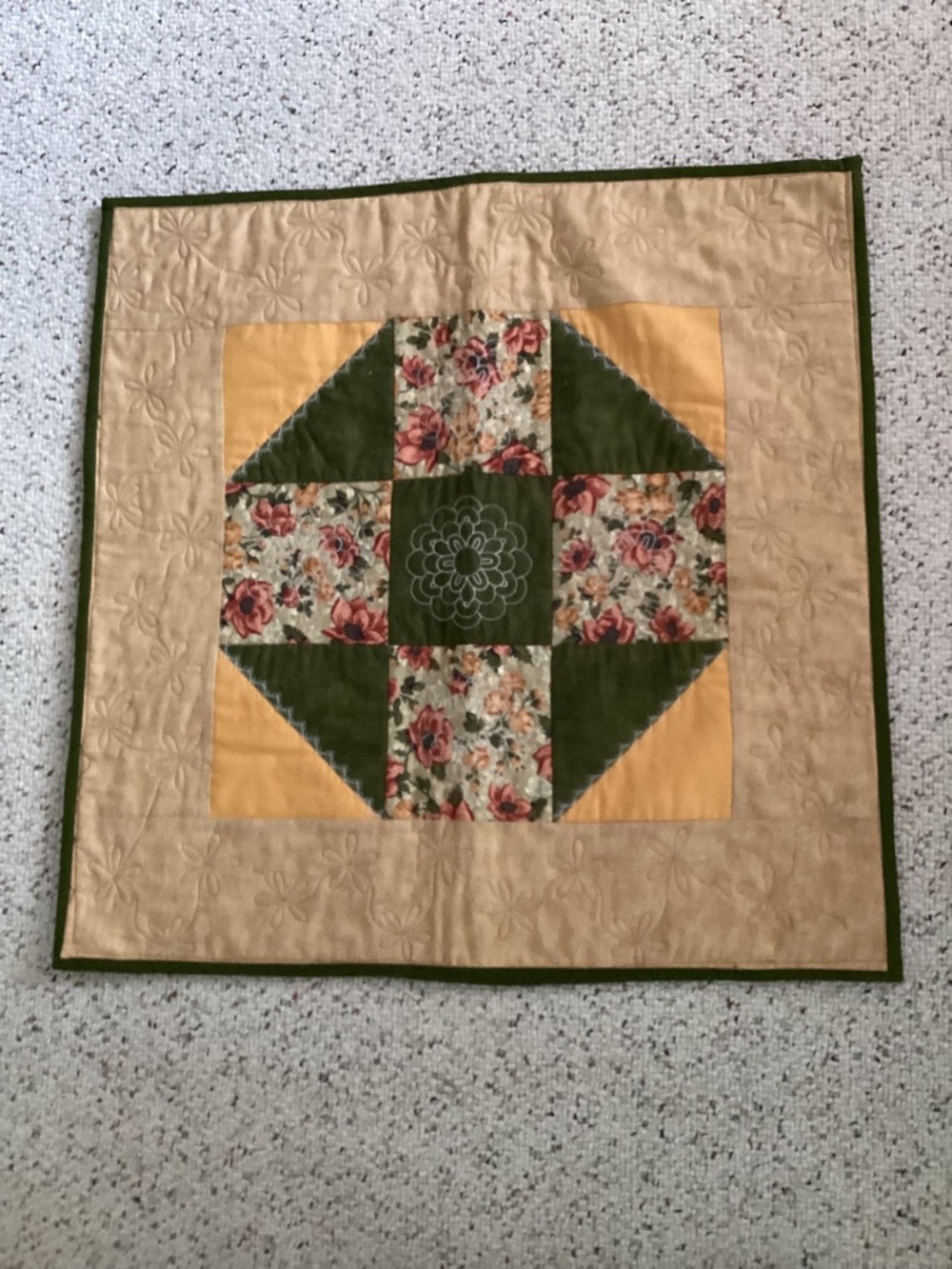 Handmade Quilted Wall Hanging/ Table Topper  hand pieced, machine quilted